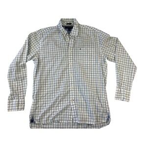 Tommy‎ Hilfiger Shirt Blue White Check Classic Button Up Long Sleeve Men's Large